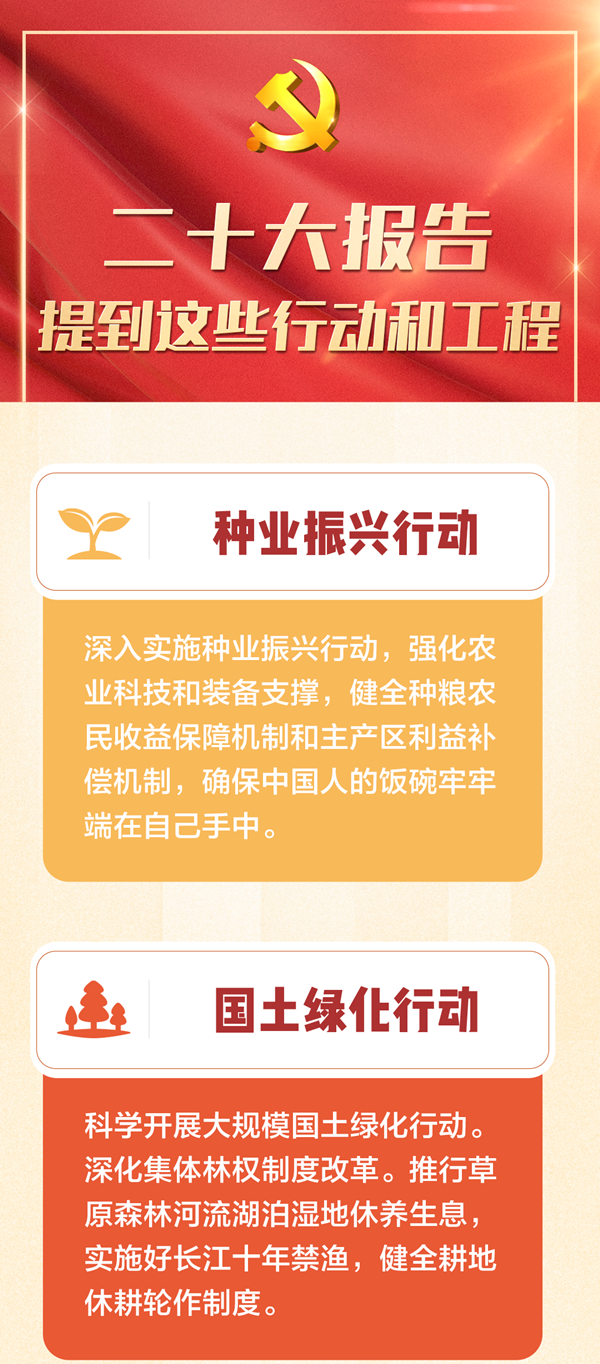 党的二十大报告，提到这些行动和工程